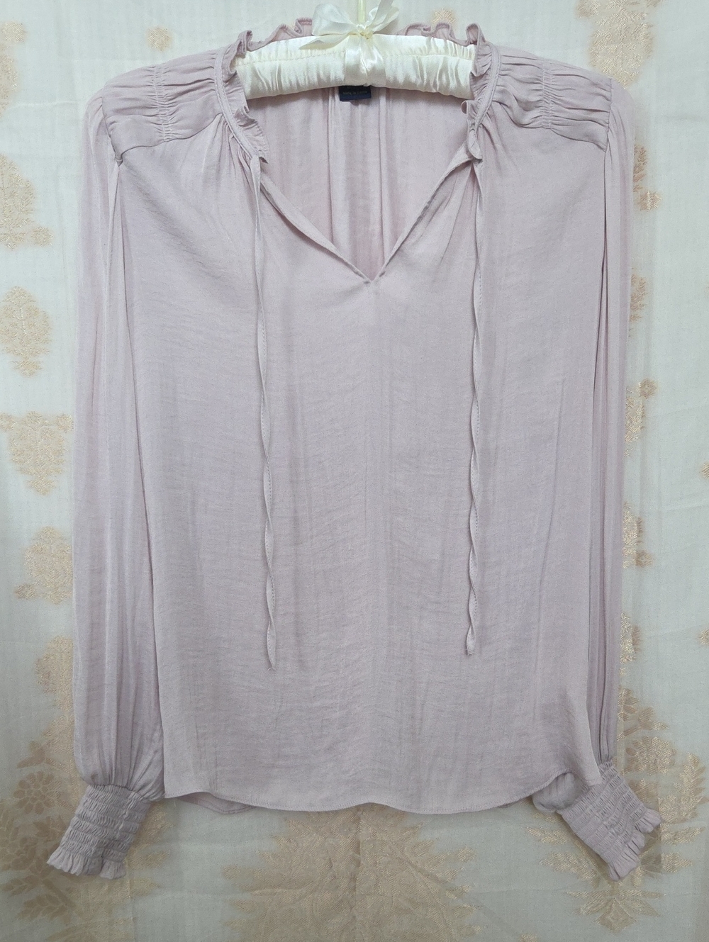 RACHEL Rachel Roy Light Mauve Silky Peasant Blouse - S